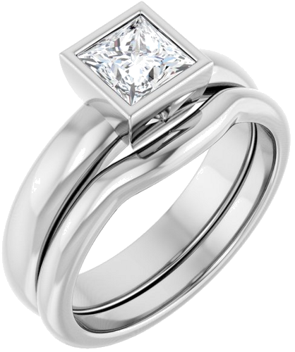 Sužadėtuvių Žiedas „Bezel-Set Solitaire“ 14k white gold Square 5mm (6)