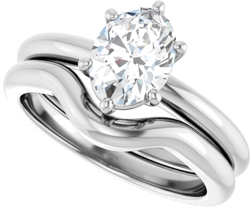 Sužadėtuvių Žiedas 14k white gold Oval 8mm x 6mm (10)