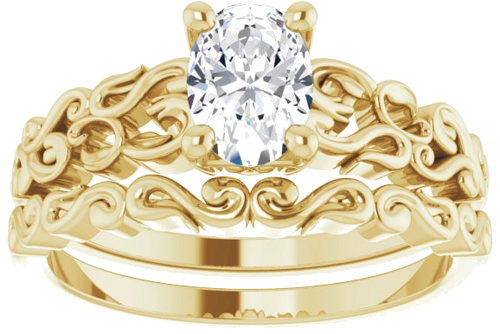 Sužadėtuvių Žiedas „Solitaire Sculptural“ 14k yellow gold Oval 7mm x 5mm (8)
