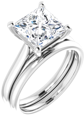 Sužadėtuvių Žiedas „Solitaire“ 585 Baltojo Aukso Square 8mm (6)