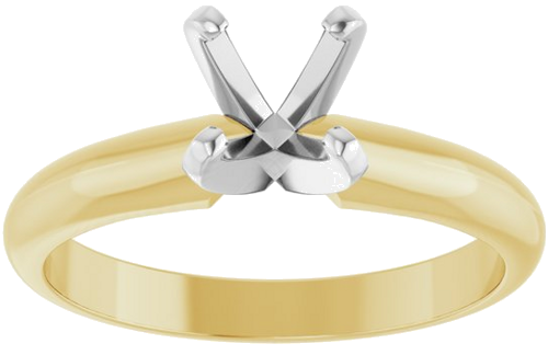 14K Yellow White 4.5x4.5 mm Square 4-Prong Light Solitaire Engagement Ring Mounting (3)