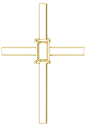 Pakabukas „Solitaire Cross“ 14k yellow gold Emerald 5mm x 3mm (1)