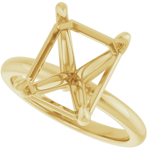 14K Yellow 11x9 mm Emerald Solitaire Engagement Ring Mounting (3)