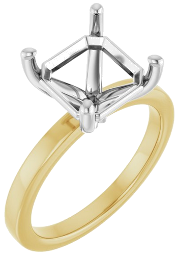 Sužadėtuvių Žiedas „Solitaire“ 14k yellow/white gold Asscher 9mm (1)