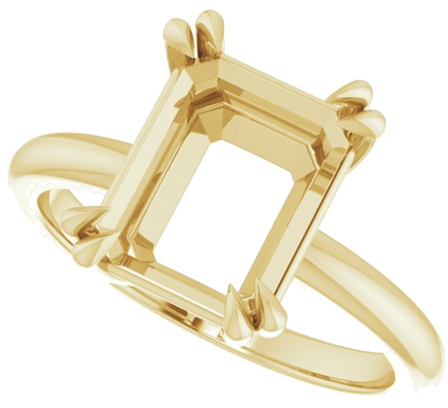 Sužadėtuvių Žiedas „Solitaire“ 585 Geltonojo Aukso Emerald 10mm x 8mm (5)