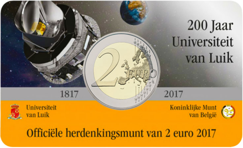 2017 Belgija Lježo universitetui 200 metų 2 eurų BU moneta kortelėje (3)