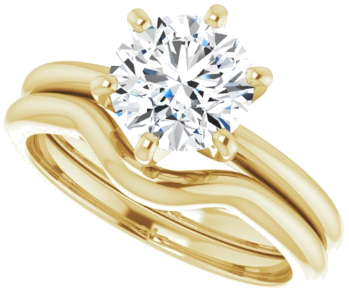 14K Yellow  7.4 mm Round Solitaire Engagement Ring Mounting (10)