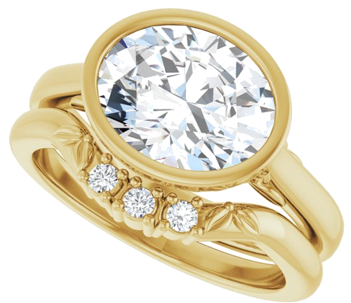 Sužadėtuvių Žiedas „Bezel-Set“ 14k yellow gold Oval 10mm x 8mm (10)