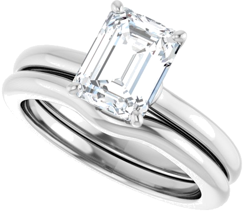 Sužadėtuvių Žiedas „Solitaire“ 14k white gold Emerald 8mm x 6mm (10)