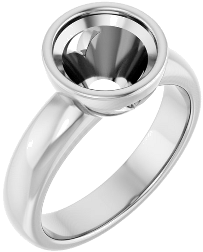 Sužadėtuvių Žiedas „Bezel-Set Solitaire“ 14k white gold Round 8.2mm (1)