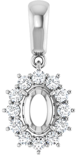 Pakabukas „Halo-Style“ 585 Baltojo Aukso Oval 7mm x 5mm (1)