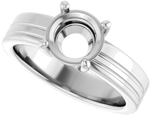 14K White 7.4 mm Round Solitaire Engagement Ring Mounting (5)