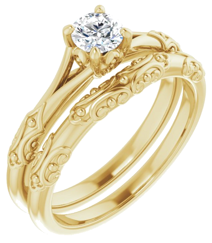 Sužadėtuvių Žiedas „Solitaire Sculptural“ 10k yellow gold Round 4.4mm (6)
