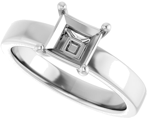 10K White 5.5 mm Square Solitaire Engagement Ring Mounting (5)