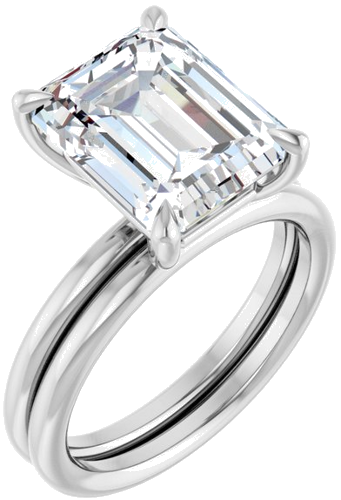 Sužadėtuvių Žiedas „Claw-Prong Solitaire“ 14k white gold Emerald 11mm x 9mm (6)
