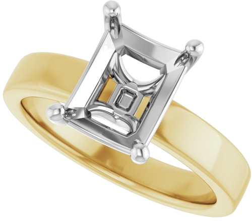 Sužadėtuvių Žiedas „Solitaire“ 14k yellow/white gold Emerald 9mm x 7mm (5)