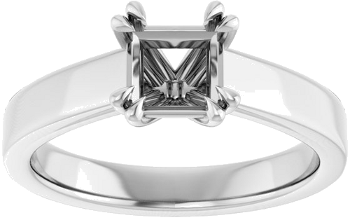 Sužadėtuvių Žiedas „Double Claw-Prong Solitaire“ 14k white gold Square 5.5mm (3)
