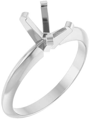 14K White 6.5x4.5 mm Emerald Solitaire Engagement Ring Mounting (1)