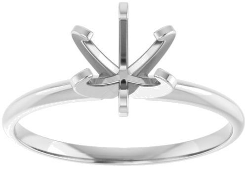 14K White 6.0-6.6 mm Round 6-Prong Solitaire Engagement Ring Mounting (3)