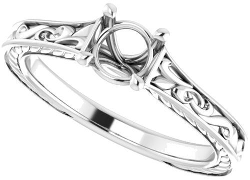 Sužadėtuvių Žiedas „Solitaire Scroll“ 14k white gold Round 5.2mm (5)