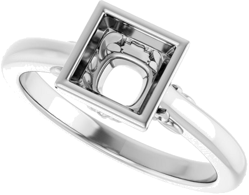 Sužadėtuvių Žiedas „Bezel-Set“ 14k white gold Square 5.5mm (5)