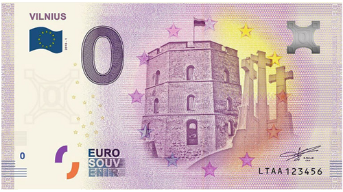 2018 Вильнюс Литва сувенирная банкнота 0€ (1)