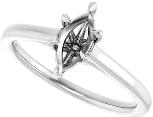 Sužadėtuvių Žiedas „Claw-Pong“ 14k white gold Marquise 8mm x 4mm (5)