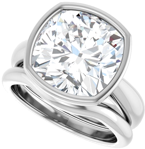 Sužadėtuvių Žiedas „Bezel-Set Solitaire“ 950 Platinos Cushion 11mm (10)
