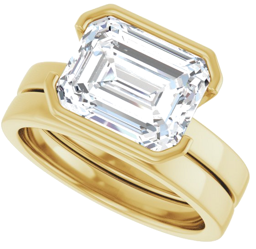 Sužadėtuvių Žiedas „Half-Bezel Solitaire“ 14k yellow gold Emerald 10mm x 8mm (10)