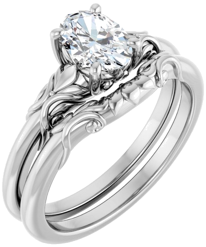 Sužadėtuvių Žiedas „Solitaire“ 585 Baltojo Aukso Oval 7mm x 5mm (6)