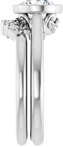 Sužadėtuvių Žiedas „Bezel-Set“ 585 Baltojo Aukso Round 7mm (9)