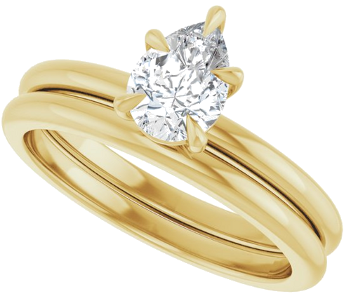 Sužadėtuvių Žiedas „Solitaire“ 585 Geltonojo Aukso Pear Shape 7mm x 5mm (10)