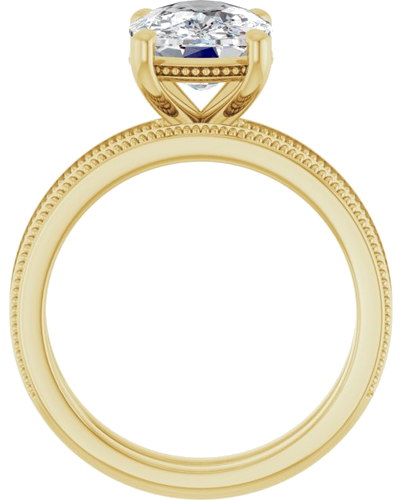 Sužadėtuvių Žiedas „Solitaire Milgrain“ 14k yellow gold Elongated Cushion 10mm x 8mm (7)