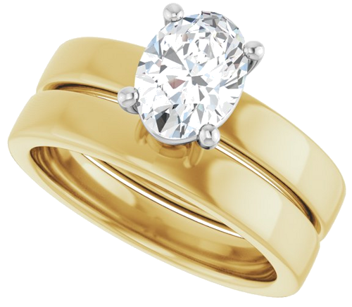 Sužadėtuvių Žiedas „Solitaire“ 14k yellow/white gold Oval 8mm x 6mm (10)