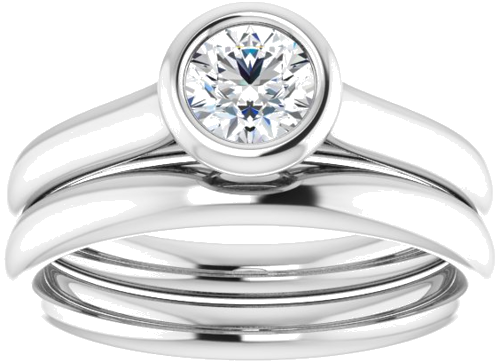 Sužadėtuvių Žiedas „Bezel-Set Solitaire“ 14k white gold Round 4.8mm (8)