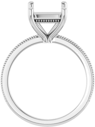 Sužadėtuvių Žiedas „Solitaire Milgrain“ 14k white gold Emerald 10mm x 8mm (2)