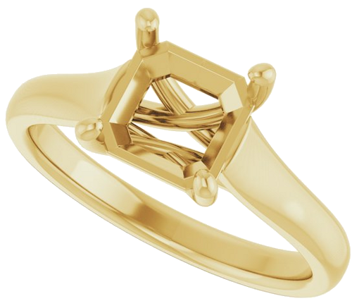 14K Yellow 7 mm Asscher Solitaire Engagement Ring Mounting (5)