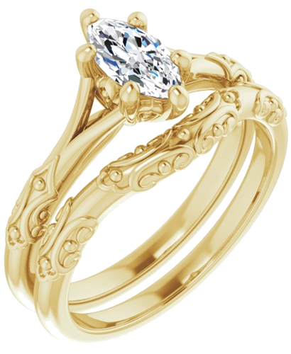 14K Yellow 8x4 mm Marquise Solitaire Engagement Ring Mounting (6)