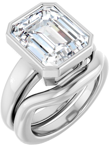 Sužadėtuvių Žiedas „Bezel-Set Solitaire“ 925 Sidabro Emerald 12mm x 10mm (6)