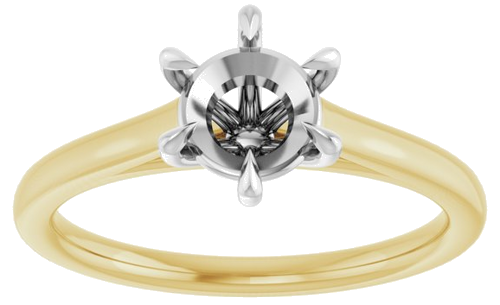 Sužadėtuvių Žiedas „Claw-Pong“ 14k yellow/white gold Round 6.5mm (3)