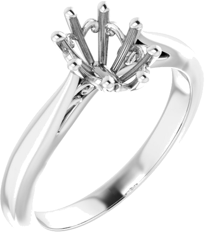 14K White 8x6 mm Oval Solitaire Engagement Ring Mounting (1)