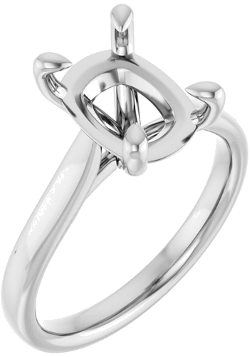 Sužadėtuvių Žiedas „Claw-Prong Solitaire“ 14k white gold Elongated Cushion 10mm x 8mm (1)