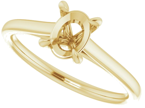 14K Yellow  7x5 mm Oval Solitaire Engagement Ring Mounting (5)