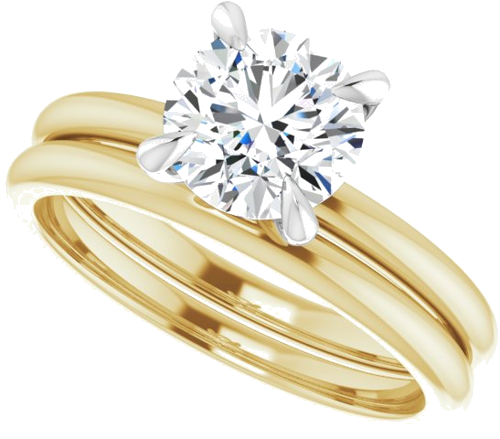 14K Yellow White 7 mm Round Engagement Ring Mounting (9)