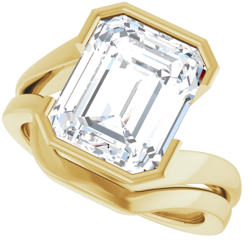 Sužadėtuvių Žiedas „Half-Bezel Solitaire“ 14k yellow gold Emerald 11mm x 9mm (10)