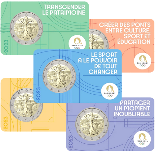 2023 Francija Parīzes 2024. gada olimpiskās spēles 2 eiro BU monēta (1)