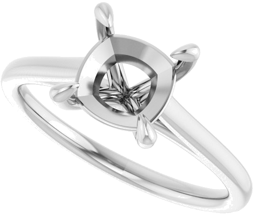 Platinum  7 mm Cushion Solitaire Engagement Ring Mounting (5)