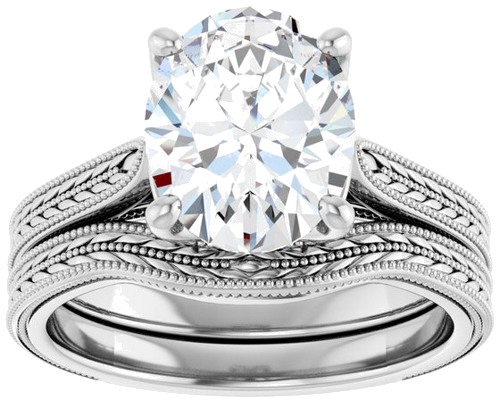 14K White  10x8 mm Oval Solitaire Engagement Ring Mounting (8)