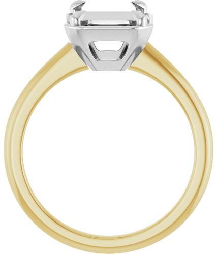 Sužadėtuvių Žiedas „Claw-Prong Solitaire Bezel-Style“ 14k yellow/white gold Emerald 9mm x 7mm (2)