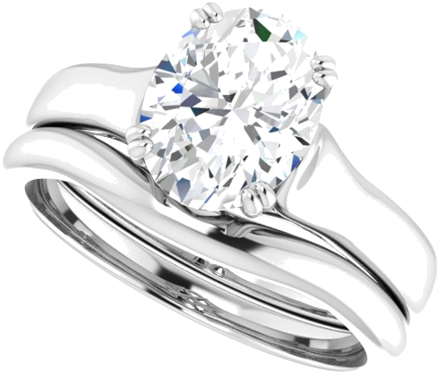 Sužadėtuvių Žiedas „Solitaire“ 14k white gold Oval 9mm x 7mm (10)